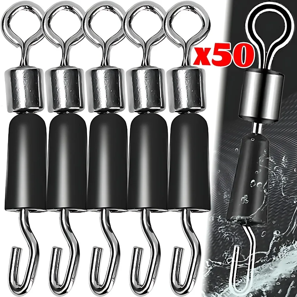 Fishing Quick Sub Clamp Silicone Stainless Steel Line Connector Black Terminal Tackle Accessories 15mm Subline Snap Swivel Fit