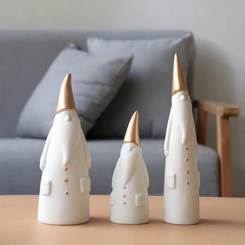 Nordic Simple Ceramic Crafts, Santa Claus, Animal Decoration, TV Cabinet Entrance, Bed Room, Creative Home Decoration,  Set of 3