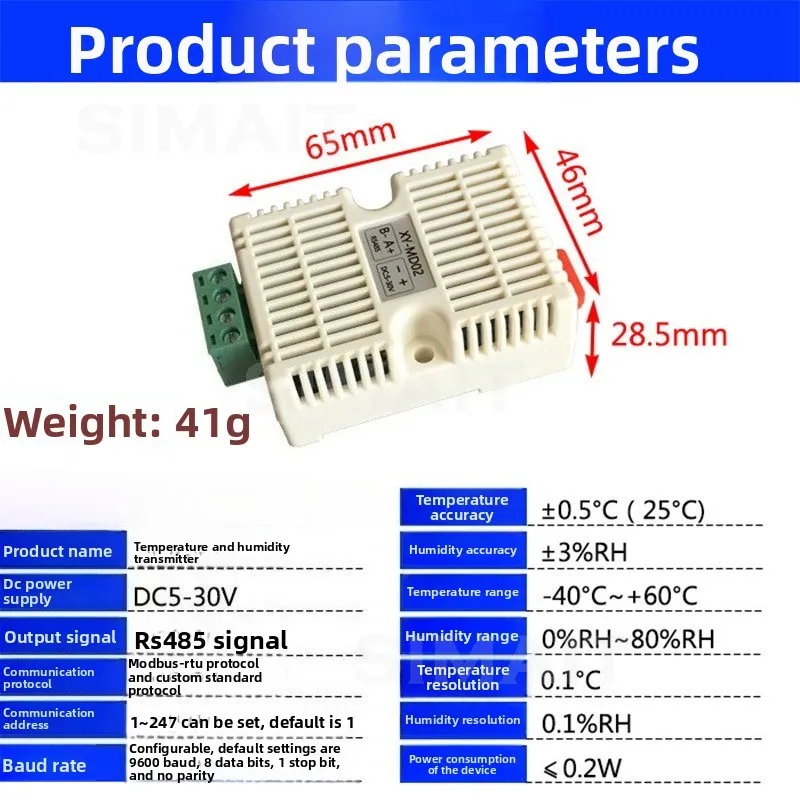 MD02 Temperature and Humidity Transmitter, Sensor, Industrial Grade, High Precision, Temperature and Humidity Monitoring