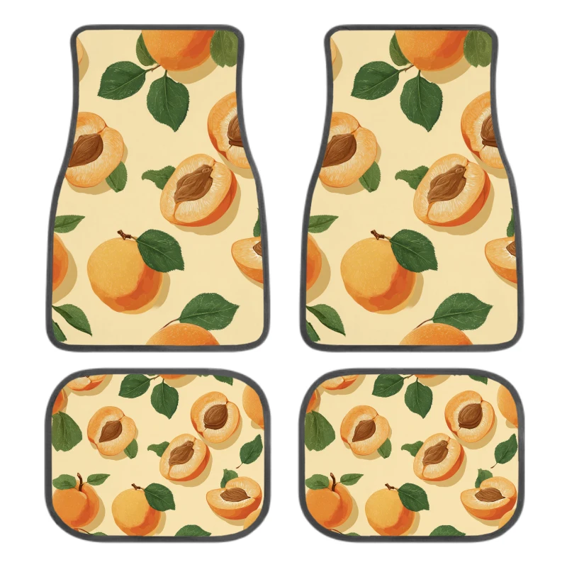 

Set of 4 Non-Slip Car Floor Mats Featuring a Fresh Apricot Design, Suitable for Both Front And Rear, These Decorative Carpets Ar