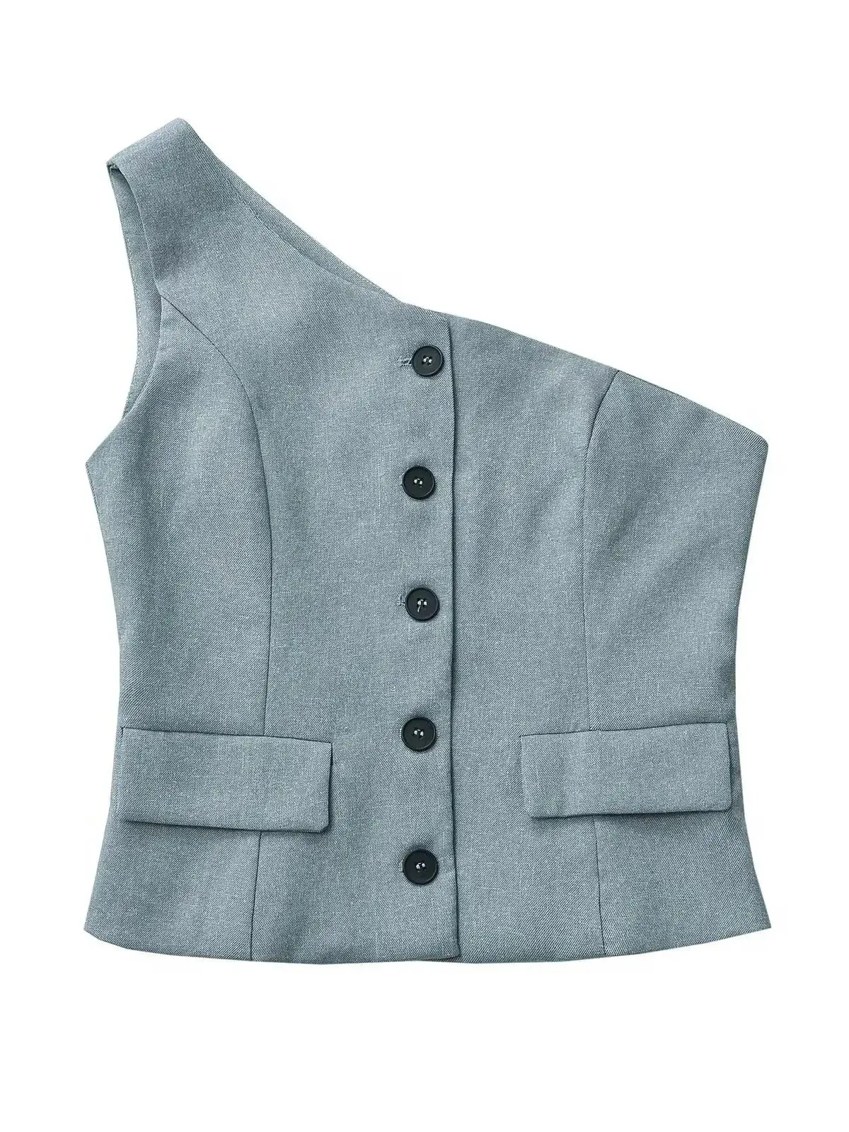 KAOPU ZA canotta irregolare da donna di alta qualità con scollo inclinato monopetto gilet gilet Top