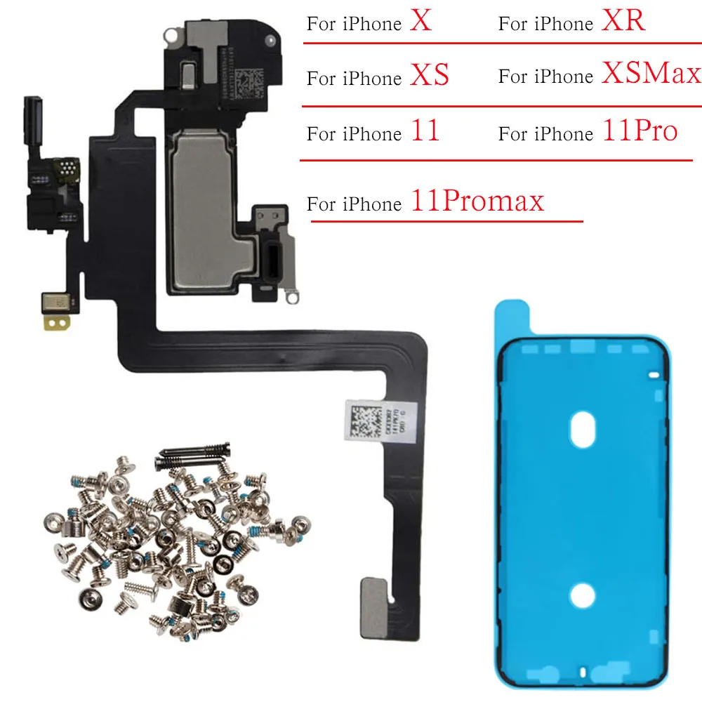 Ear Speaker Flex Cable Replacement For iPhone X XR XS 11 Pro Max Upper Earpiece Speaker And Full Set Screws + LCD Waterproof