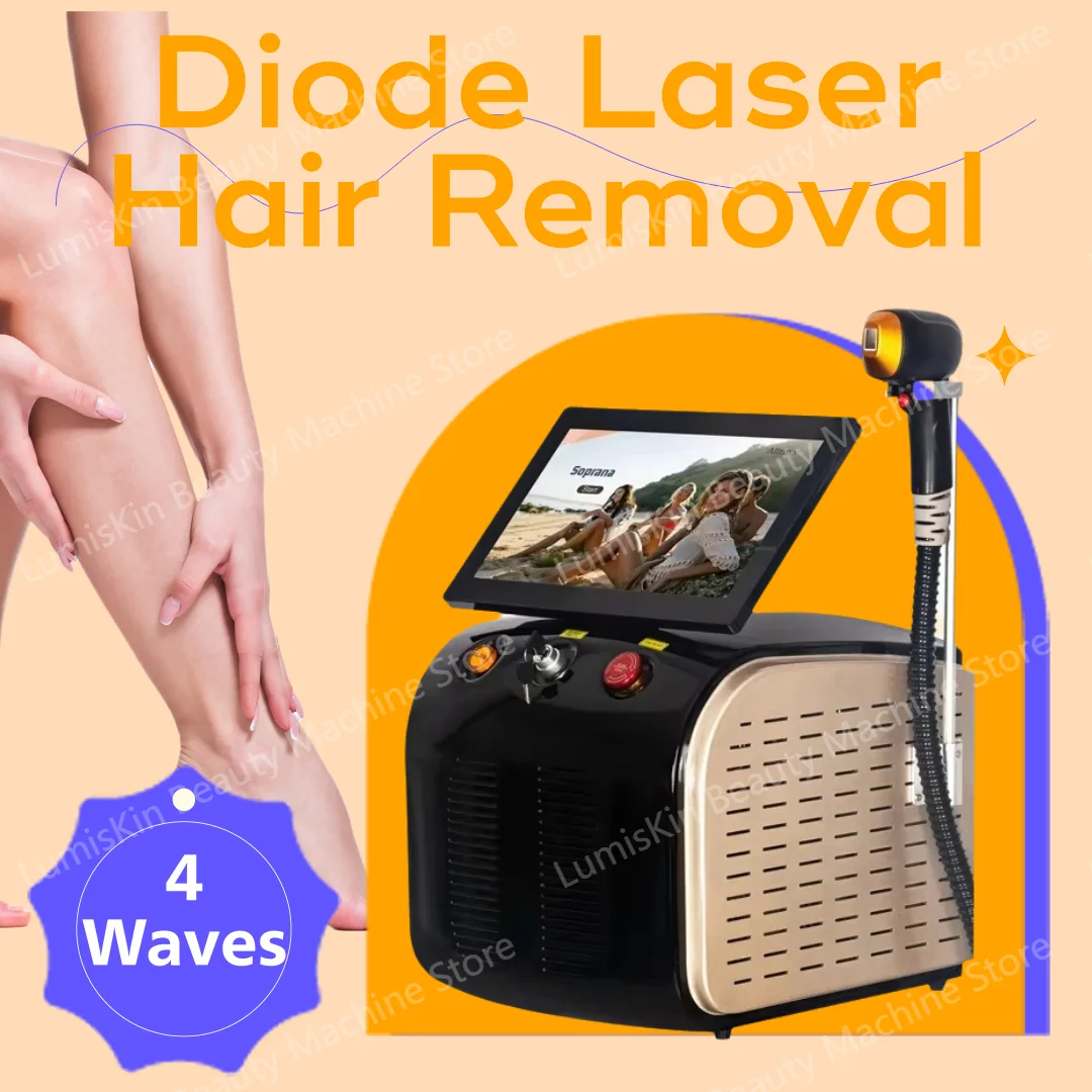 

Диодное лазерное устройство для удаления волос, четыре длины волны, 808 нм, 1064 нм, 940 нм, 755 нм, 4000 Вт, новейший постоянный безболезненный эпилятор для домашнего использования
