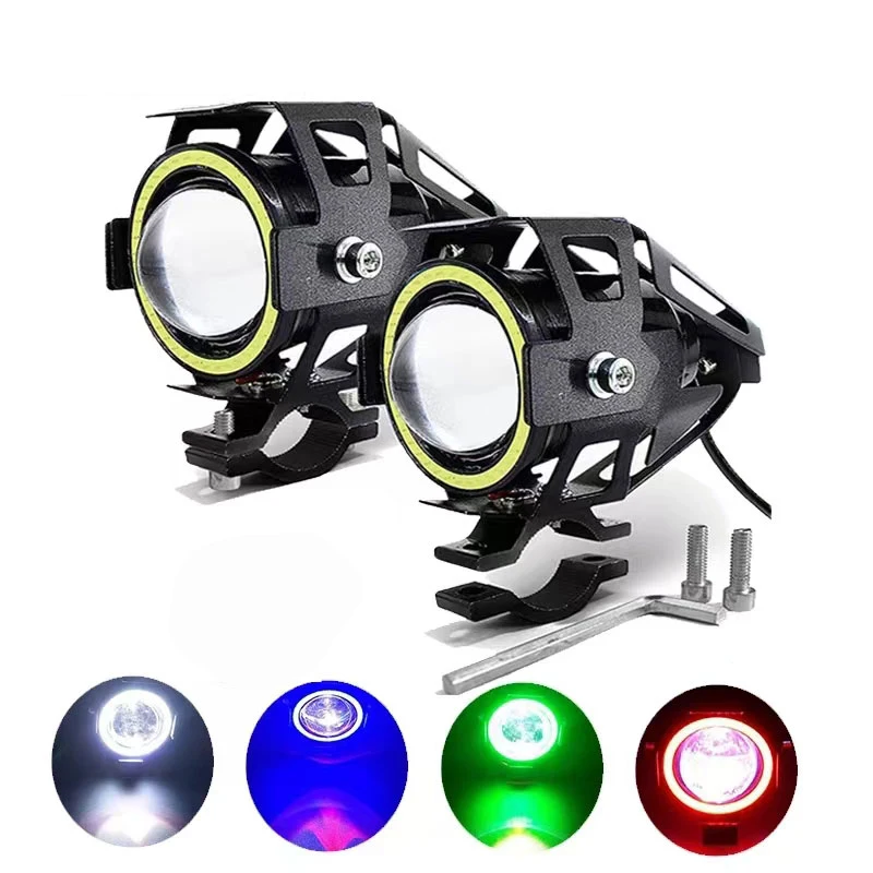 U7 LED Auxiliary Motorcycle Angel Eyes Headlight Explorers DRL Spotlights Bright LED Bicycle Lamp Accessories Foggers