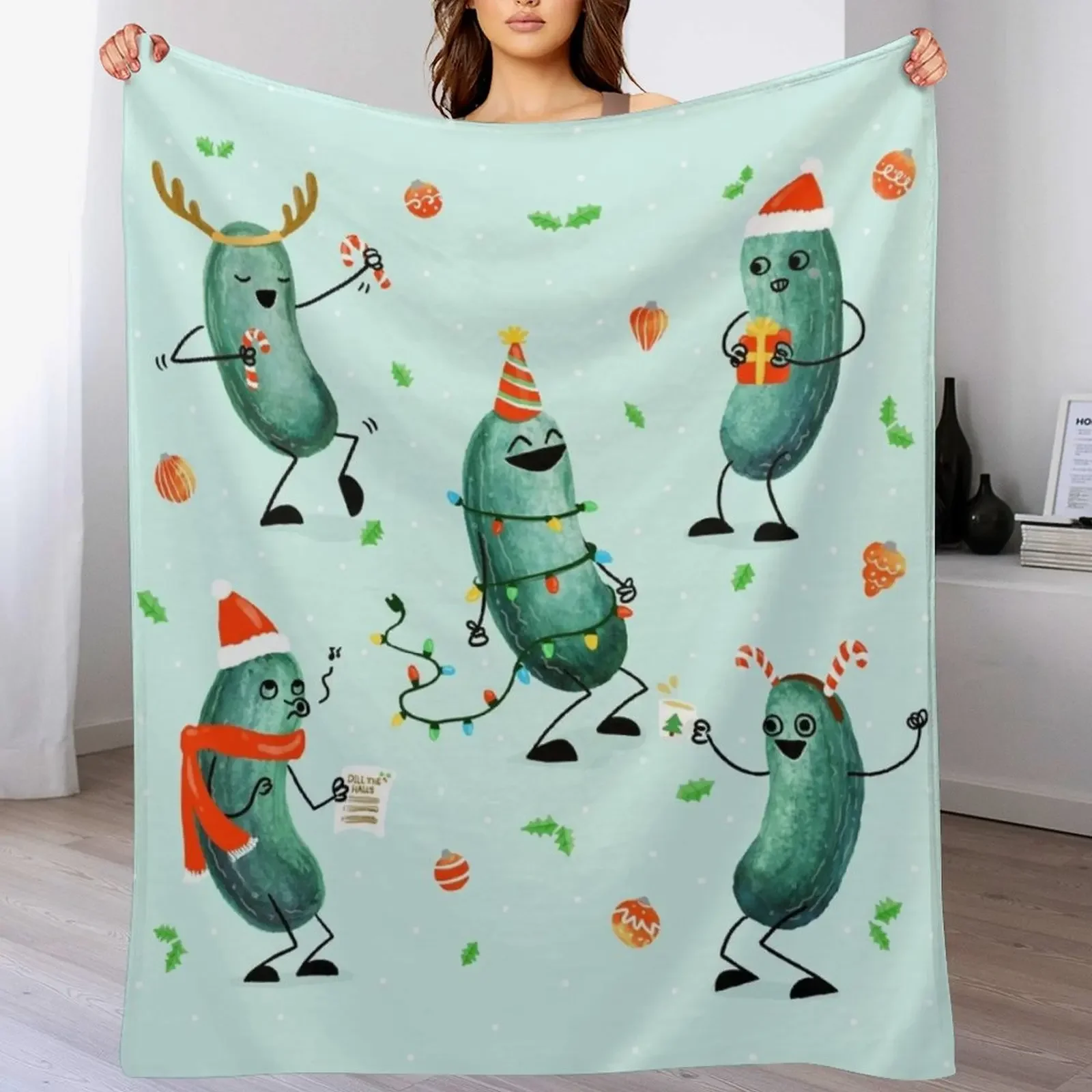 

New Holiday Pickle Party! Throw Blanket Cozy Light Blanket for Travel Camping Picnic