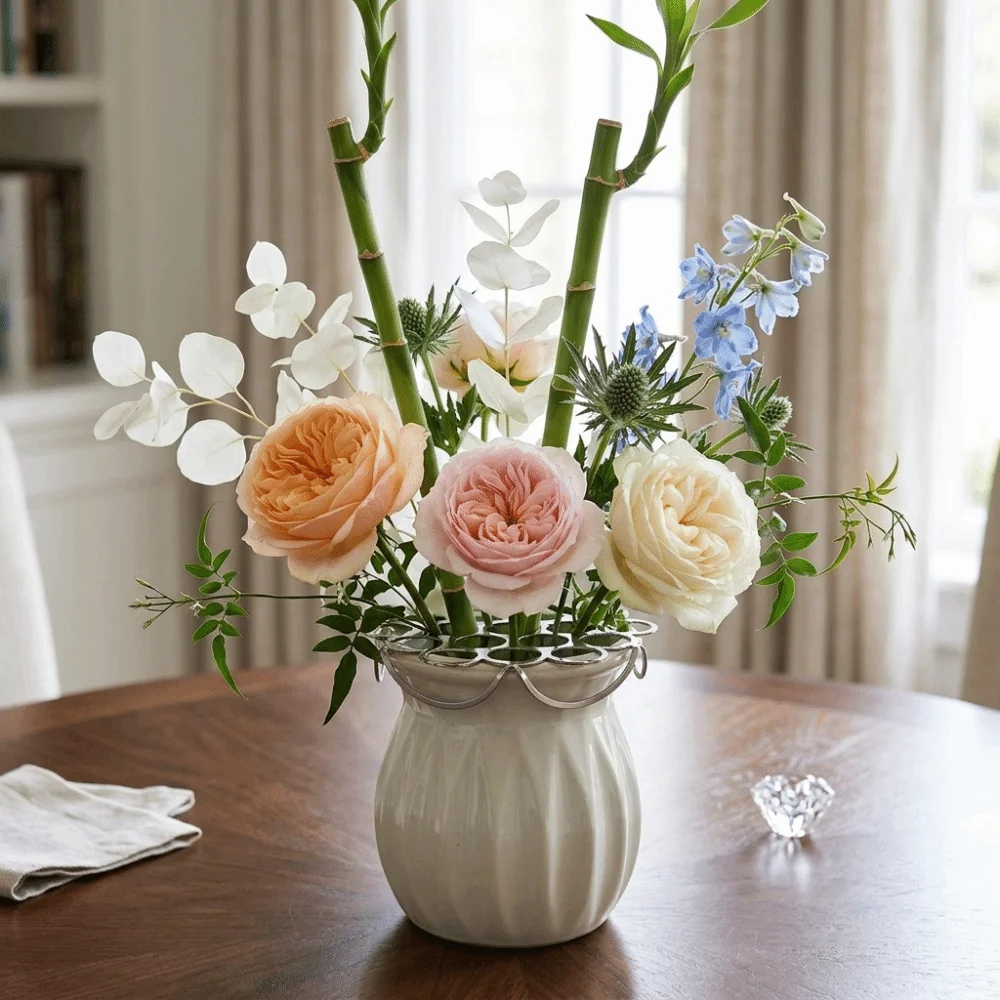 Stainless Steel Vase Flower Fixing Artifact Foldable Hollow Out Flower Retaining Support DIY Flower Fixation Holder Office