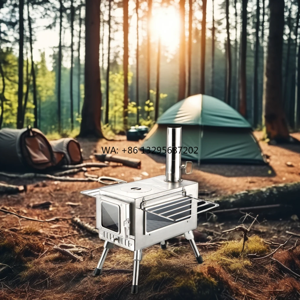 

Прочная дровяная печь из нержавеющей стали для кемпинга на открытом воздухе, портативная палатка с подогревом, посуда для пляжного барбекю, другие мероприятия на свежем воздухе