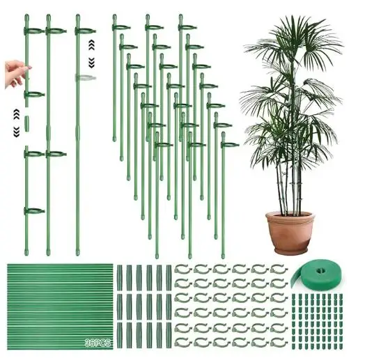 36Pcs Adjustable Fiberglass Plant Support Stakes Kit With Connectors And Clips For Climbing Tomatoes Cucumbers Indoor Outdoor Ga
