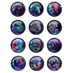 New 12 Zodiac Glass Cabochon 12mm-40mm Photo Pure Handmate Production Creative Constellation Jewelry Findings