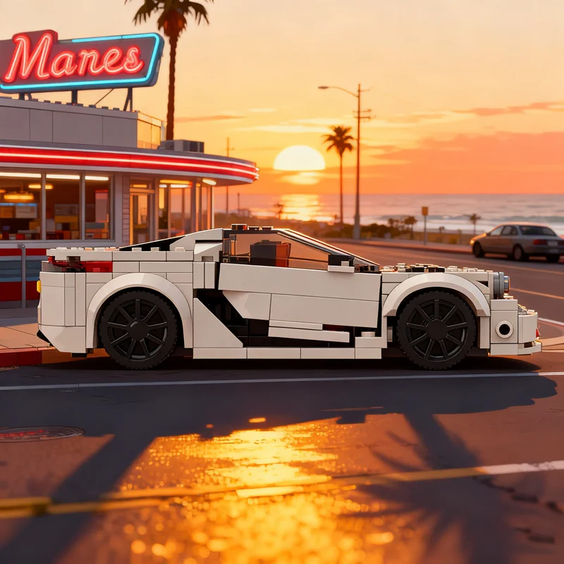 317PCS MOC Competition Sports Car Model Technical Mechanical Engineering Precision Assembly Brick Showcase Decorative Toy Gift