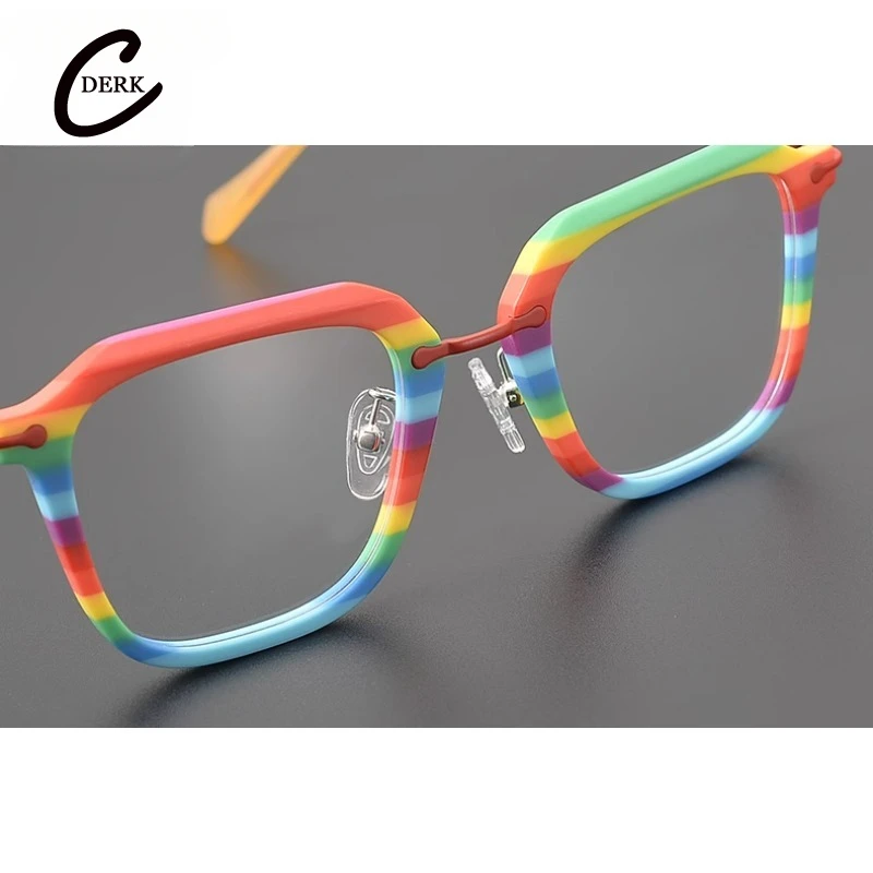 Small Square Ultra-light Color Stripes Fashion Glasses Frame Men and Women Can Be with Myopic Presbyopia Prescription Eyewear