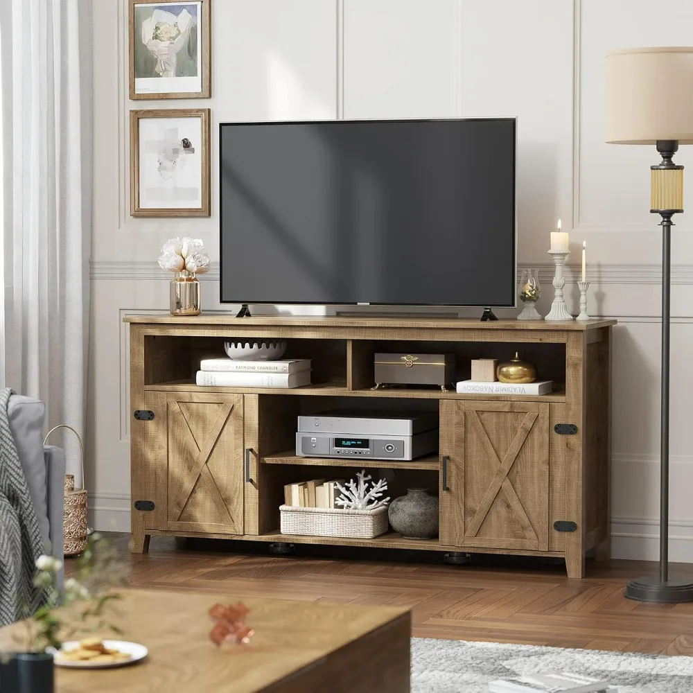 Supporto TV per porta da fienile Highboy Farmhouse per TV da 65 pollici, centro di intrattenimento moderno per 300 libbre, archiviazione rustica per Console multimediale TV