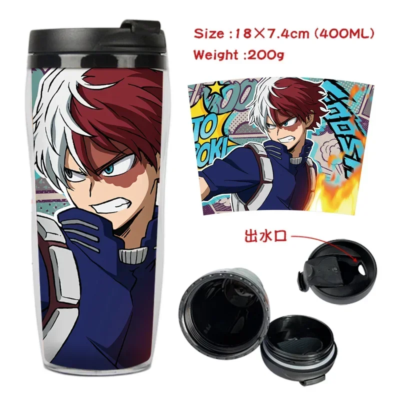 400ML อะนิเมะถ้วยน้ํา My Hero Academia Duke Bakugou นักเรียนการ์ตูนกีฬาเด็กหญิงโรงเรียนน้ําเย็นถ้วยพลาสติกขวด