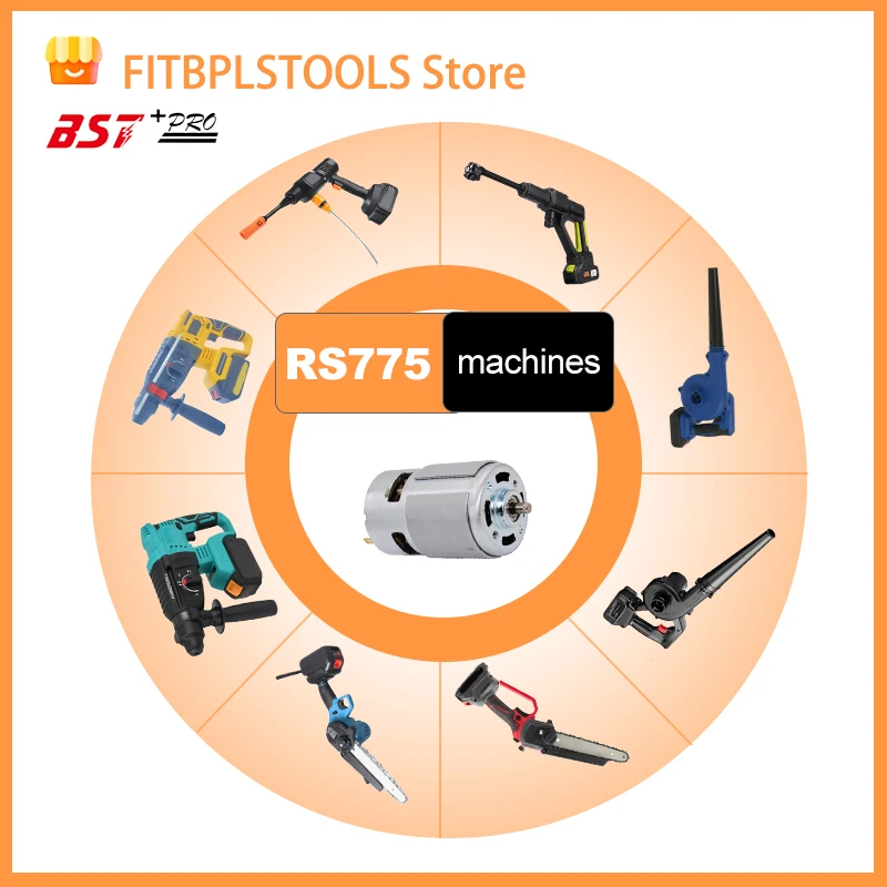 775 motor dc 12v-36v 3500--9000 rpm rolamento de esferas grande torque alta potência baixo ruído venda quente componente eletrônico