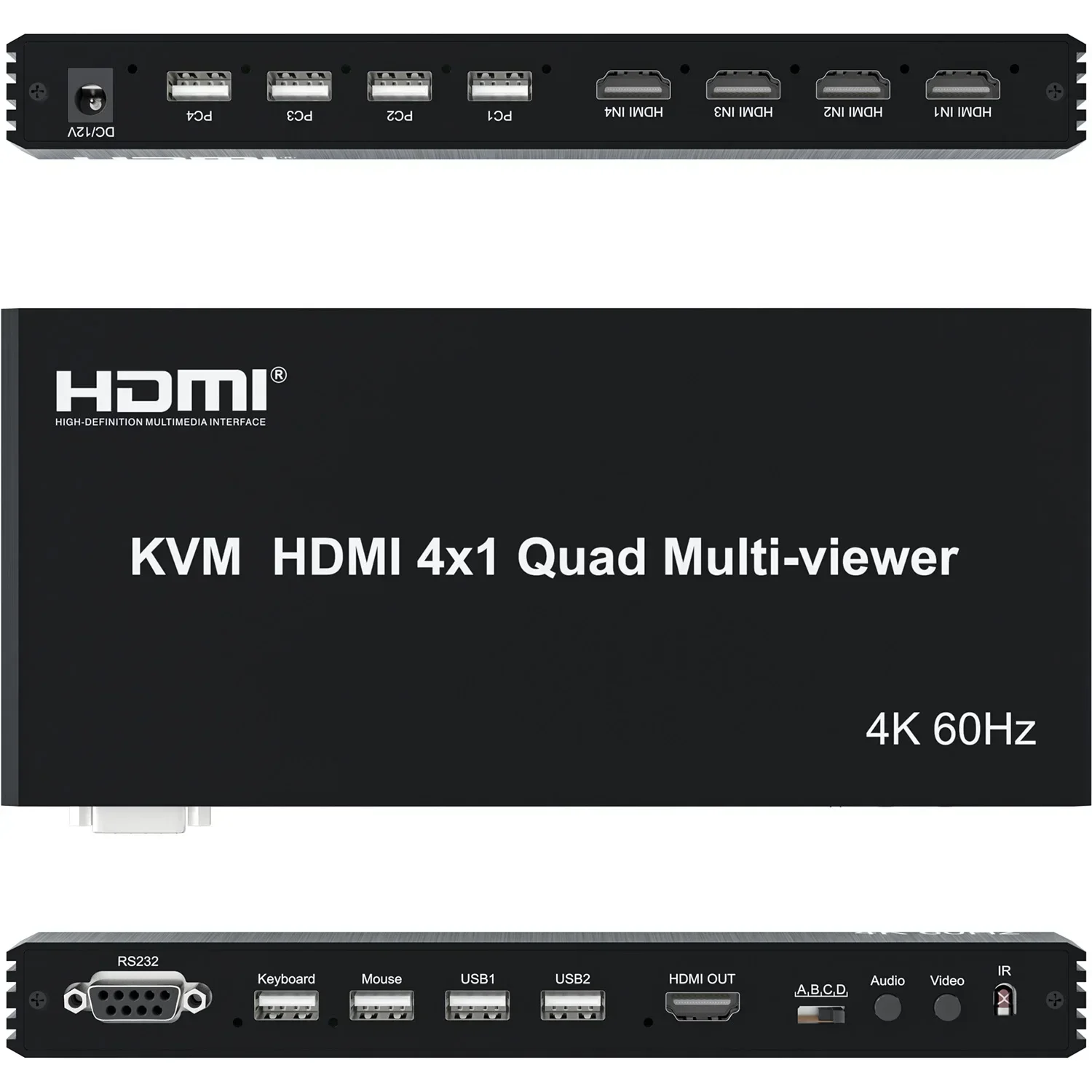 Imagem -06 - Kvm 4x1 Hdmi Quad Multiviewer Pip 90 ° 180 ° Flip para Pcs Compartilham Teclado Usb e Mouse de Controle Através de Laptops 4k 60hz