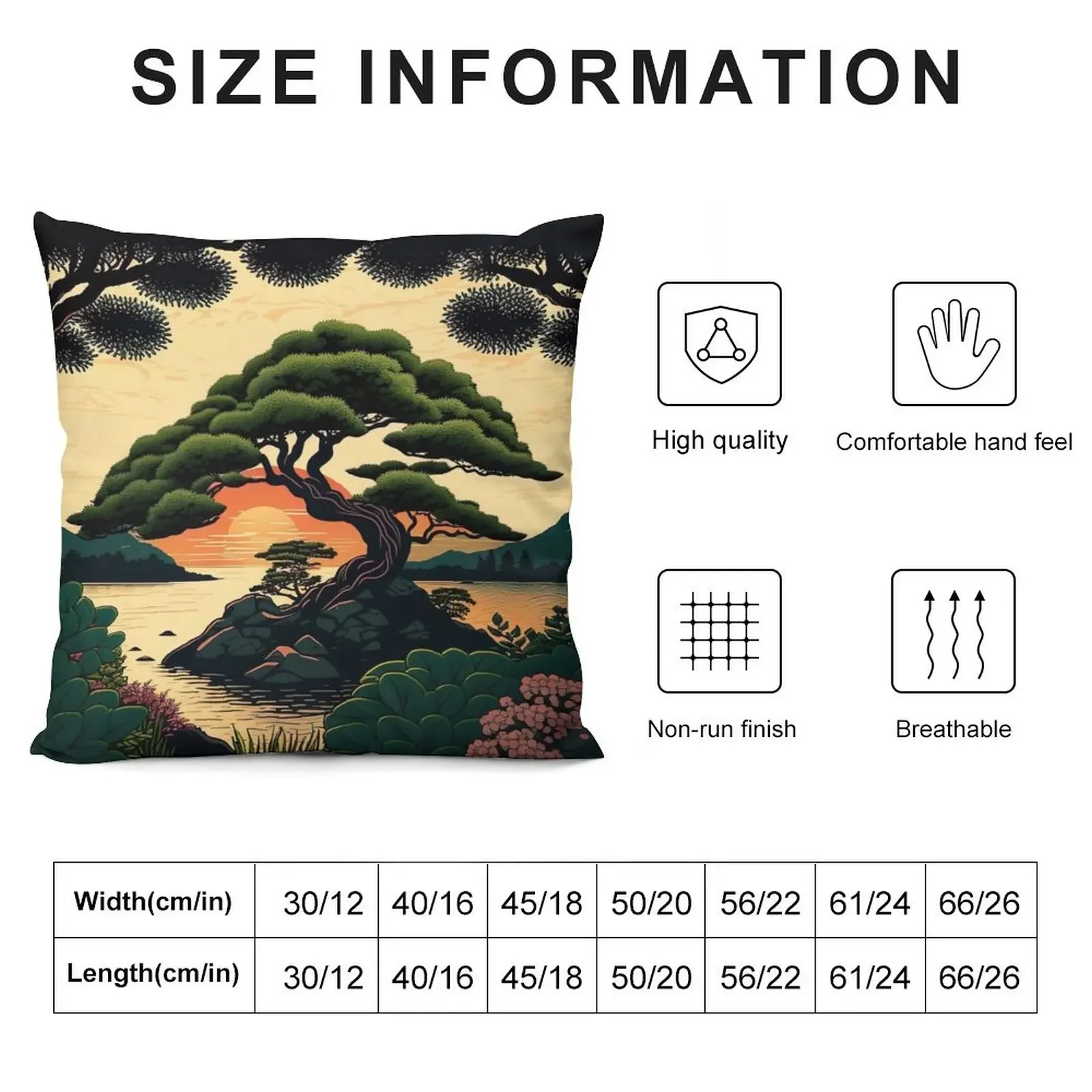 Bonsai Tree Sunset - Japanese Ukiyo-e style Throw Pillow Luxury Cushion Cover luxury sofa pillows pillow pillowcase pillow