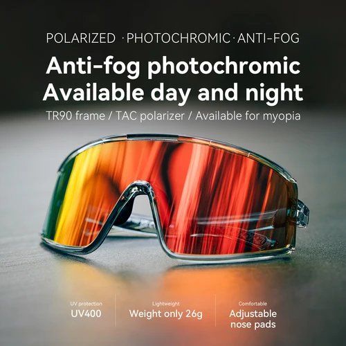 Imagen 2 del producto ROCKBROS gafas de ciclismo polarizadas/fotocromáticas antiniebla gafas de sol UV400 deportes al aire libre MTB gafas de bicicleta de carretera