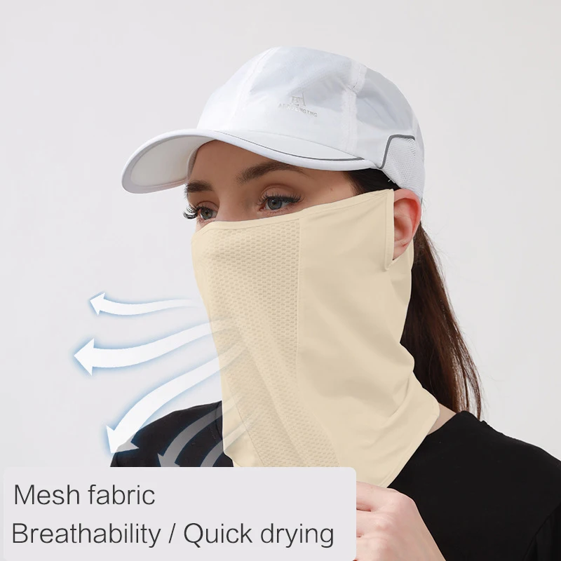 Letnia nylonowa maska przeciwsłoneczna, lodowy jedwab ucho wiszące z gazy golfowej na zewnątrz oddychająca siatkowa odporny na UV szalik