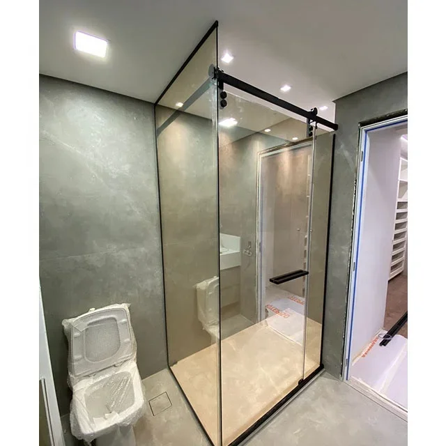 Corner Shower Door Hardware Kit for Bathroom | Sliding System Rollers Rail Handle Accessories for Hotel Apartment Project
