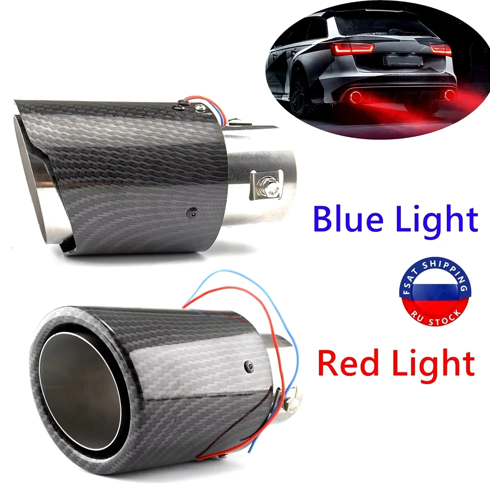 

Universal Car LED Exhaust Muffler Tip Pipe Straight Car Red/Blue Light Flaming Modified Single Outlet Exhaust Pipe Tail Throat