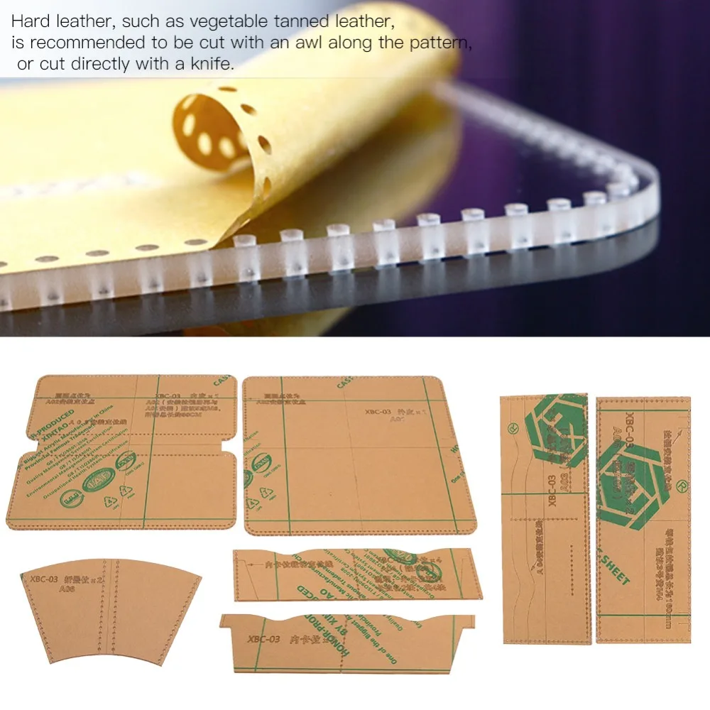 

XBC-03 Wallet Making Template Transparent Clear Leathercraft Template Precision Durable Wallet Making Pattern Leather Crafting