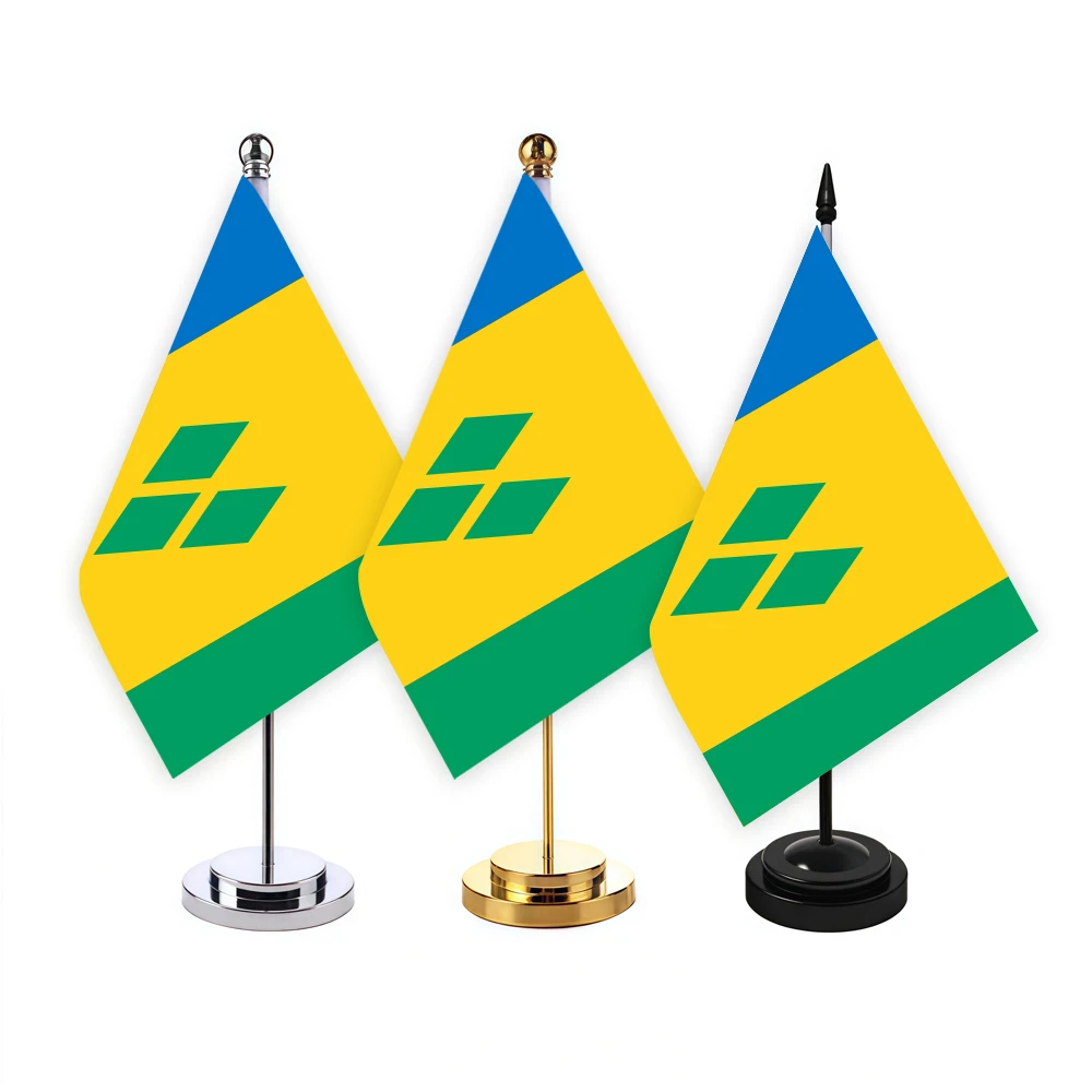 CYPOMELO office desk flag Saint Vincent and the Grenadines flag 14x21cm  desktop small decorative flag (with flagpole)