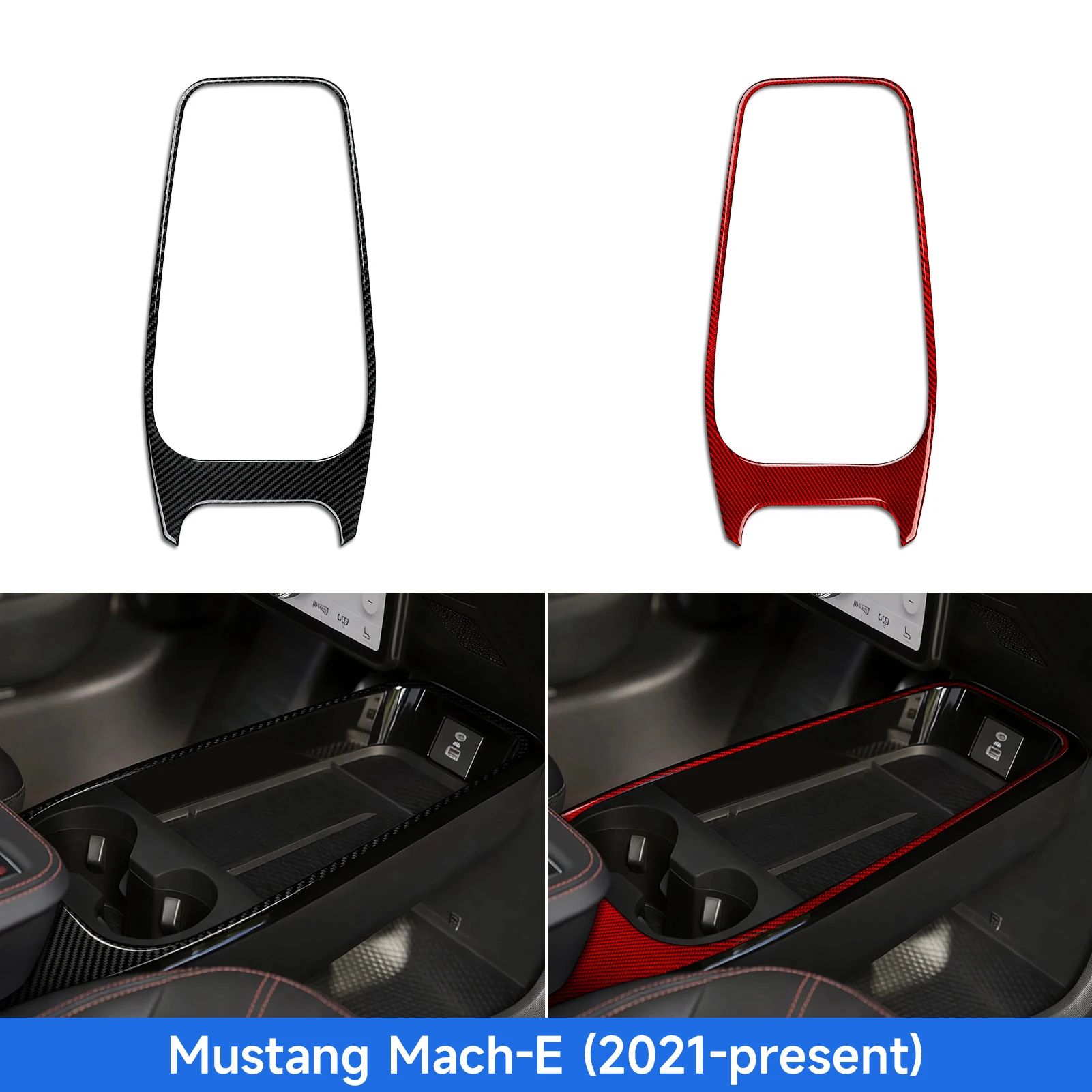 Soft Carbon Fiber Interior Sticker. Car Center Console Gear Shift Panel. For Ford Mustang Mach-E (2021-2027) Trim Accessories.