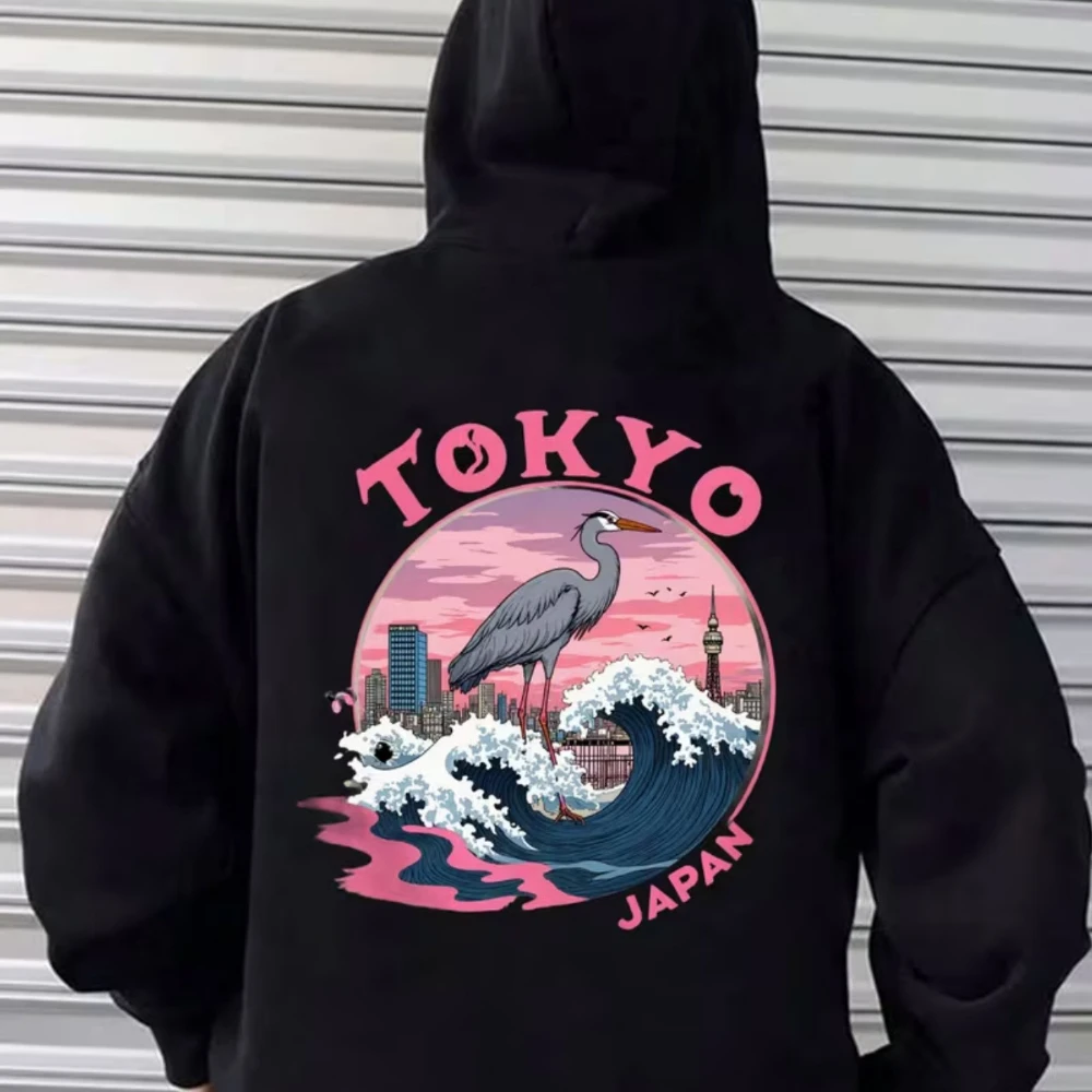 

CLOOCL Heron Surfing Printed Hoodie Autumn/Winter Fashion Mens Clothing