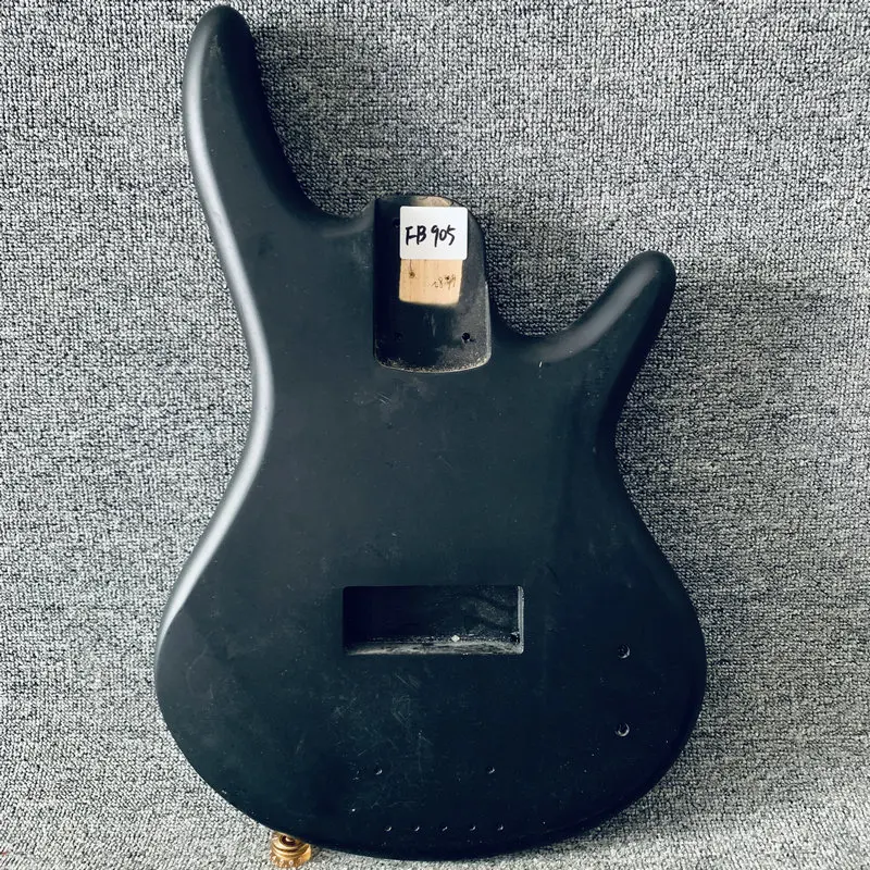 

FB905 Matte Black Color Custom Electric Bass Unfinished Bass Guitar Body in Solid Wood with Damages for DIY