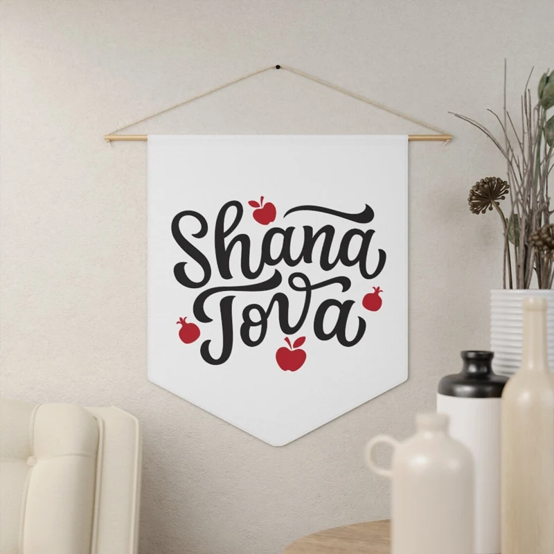 

Shana Tova Apple & Pomegranate Themed Pennant Flag Rosh Hashanah Room Decorations Jewish Holidays Party Gifts Wall Accessories