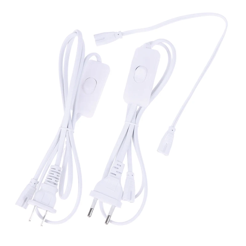 PVC White Tube T5 US /EU Plug Switch Cable 1.2M Power Adapter 110V 220V 230V 30cm Connection Wire LED Lamp DIY Lighting