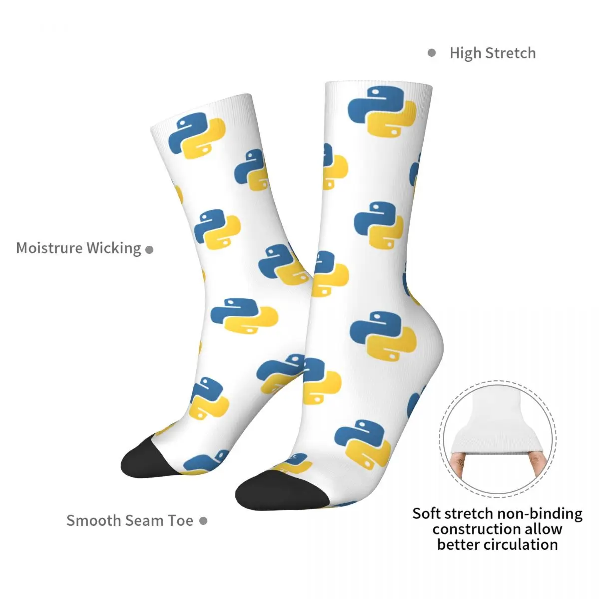 Python Programming Socks Harajuku Sweat Absorbing Stockings All Season Long Socks Accessories for Unisex Birthday Present