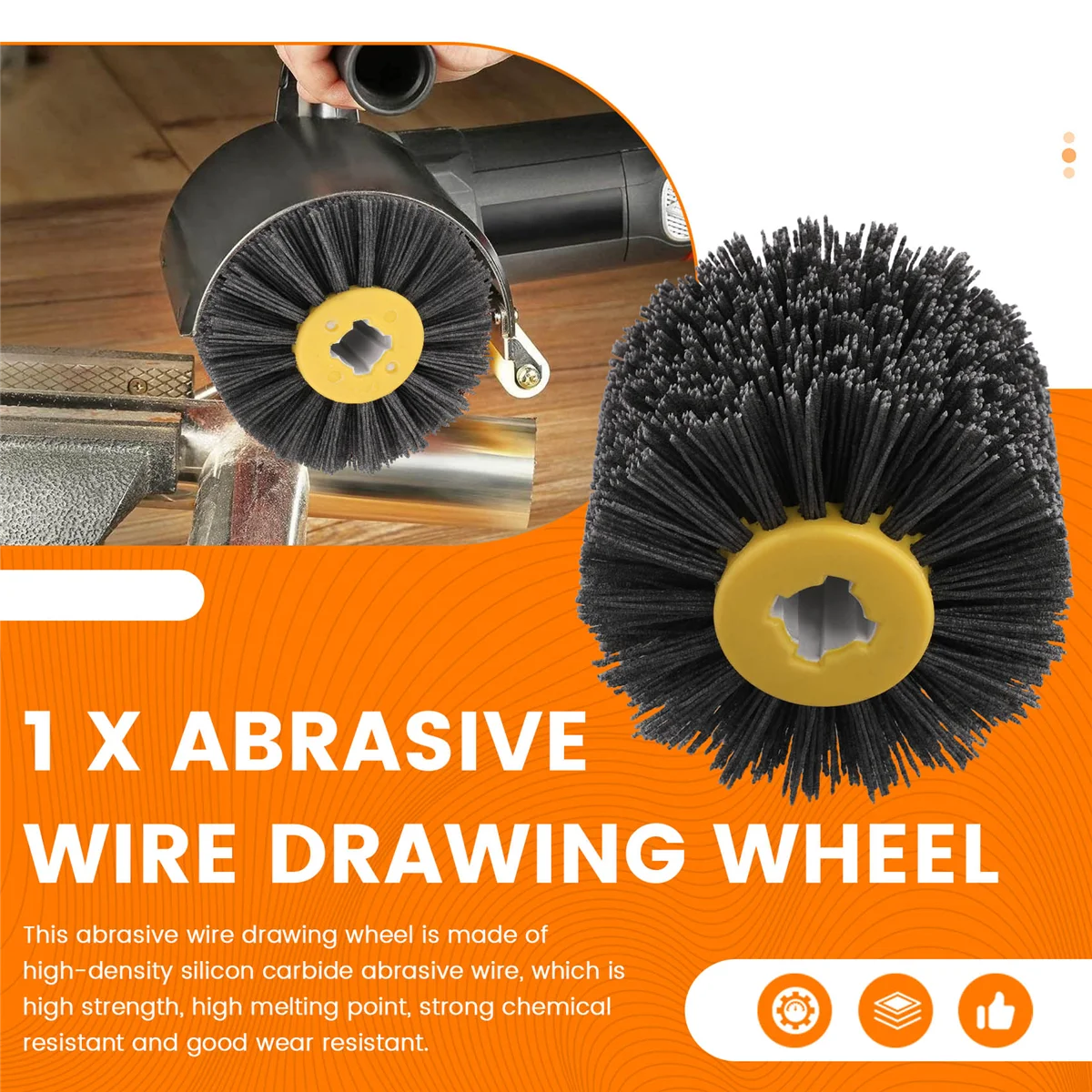 A002 80Grit Abrasive Wire Drawing Wheel Nylon Wire Drum Burnishing Brush Wear- Wheel Sanding for Wood - view 3