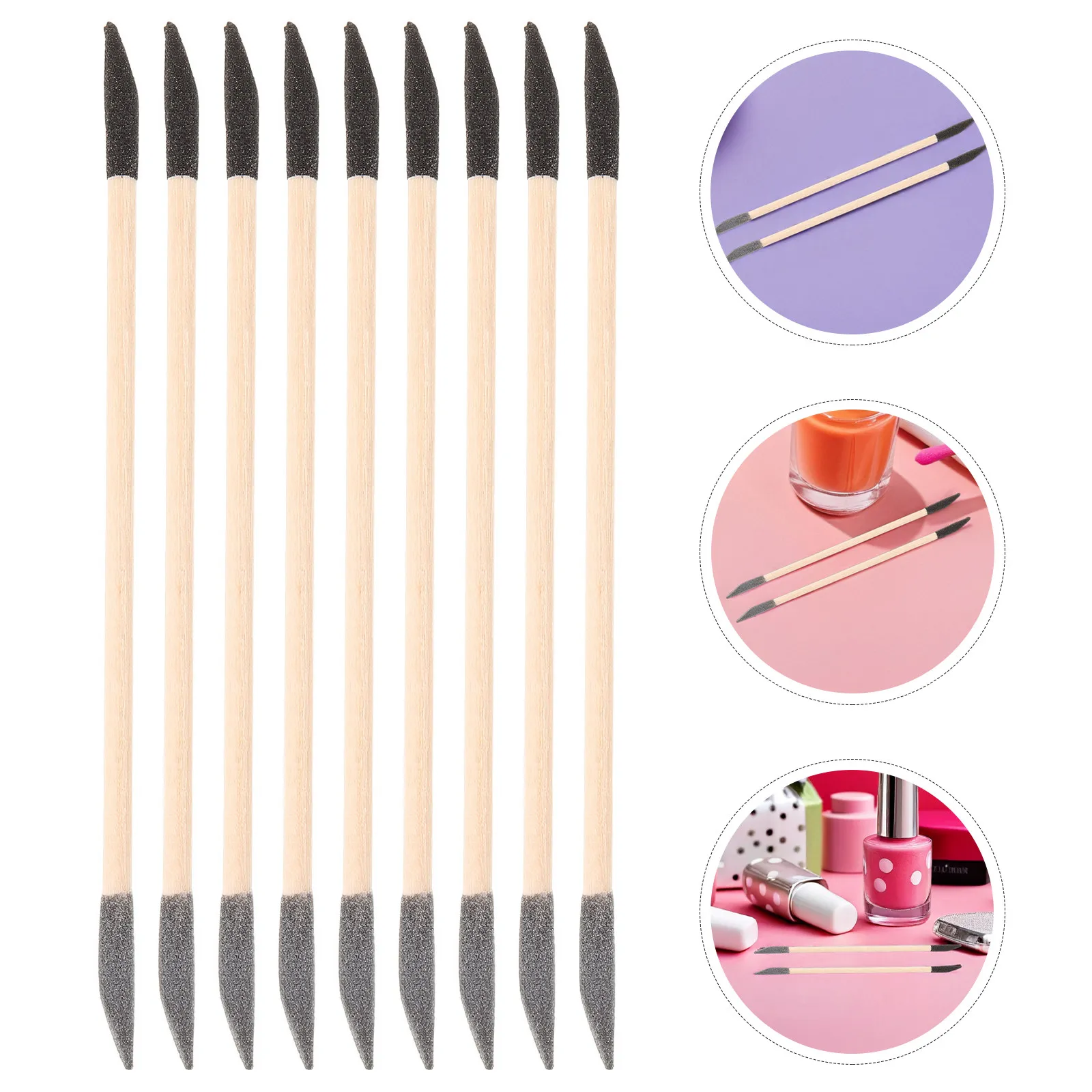 

60Pcs Manicure Nail Files Wooden Double Ended Sanding Sticks Cuticle Pushers Nail Art Tools DIY Home Salon Use