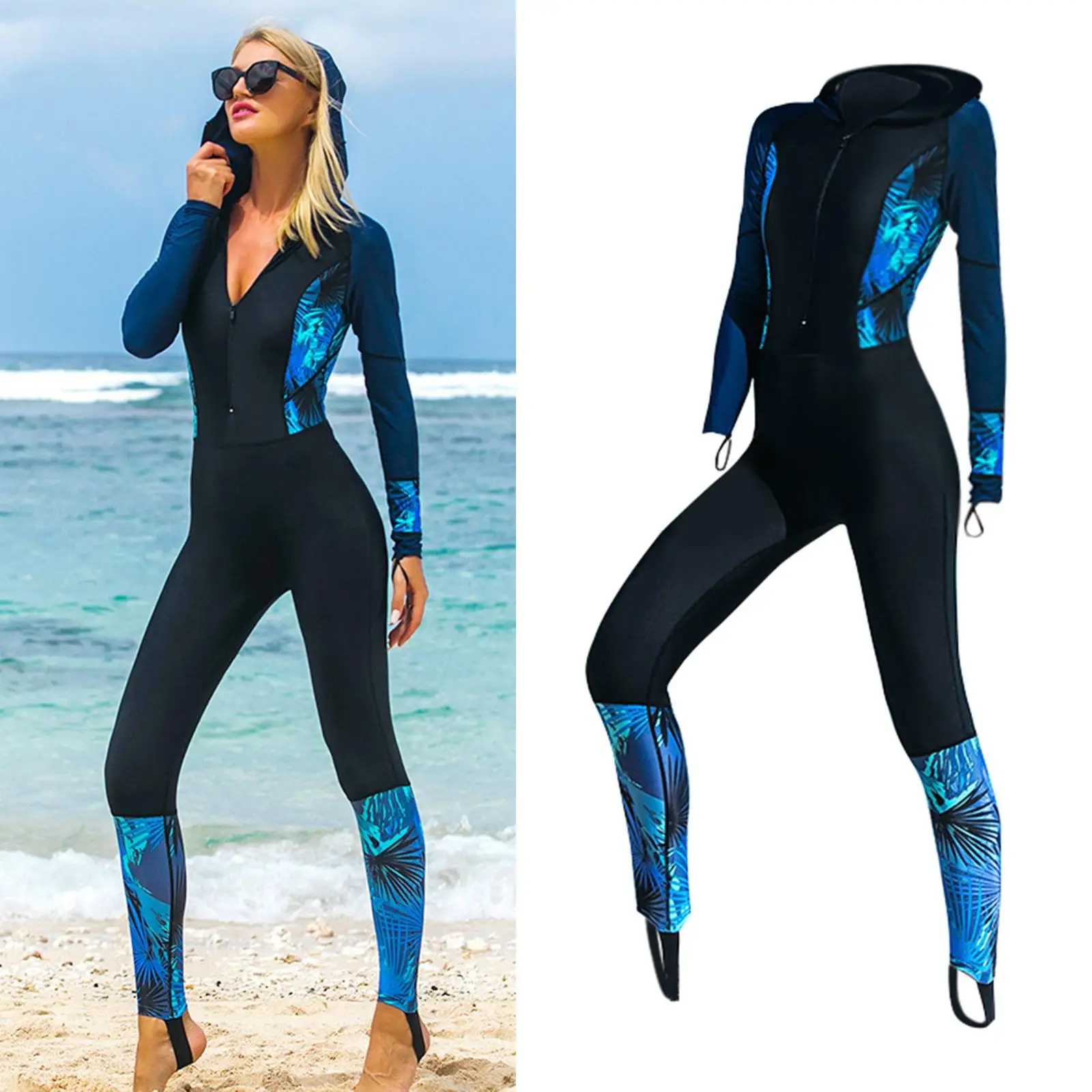 Women\'s Fullsuit Wetsuit Surfing Scuba Diving Snorkeling Swimming Suit Long Sleeve Wet Suit Back Zip Full Body Hooded