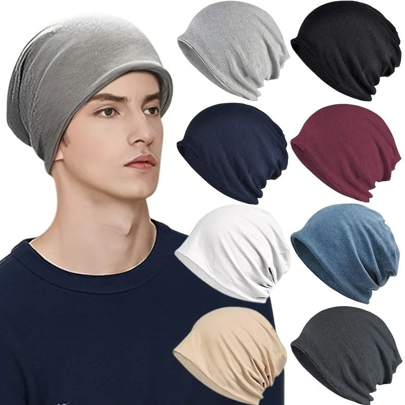 Cotton Slouchy Beanie Hip-Hop Soft Lightweight Running Beanie Adult Dwarf Hat Chemo Cap for Men Women Hip-Hop Sleep Cap Stretchy