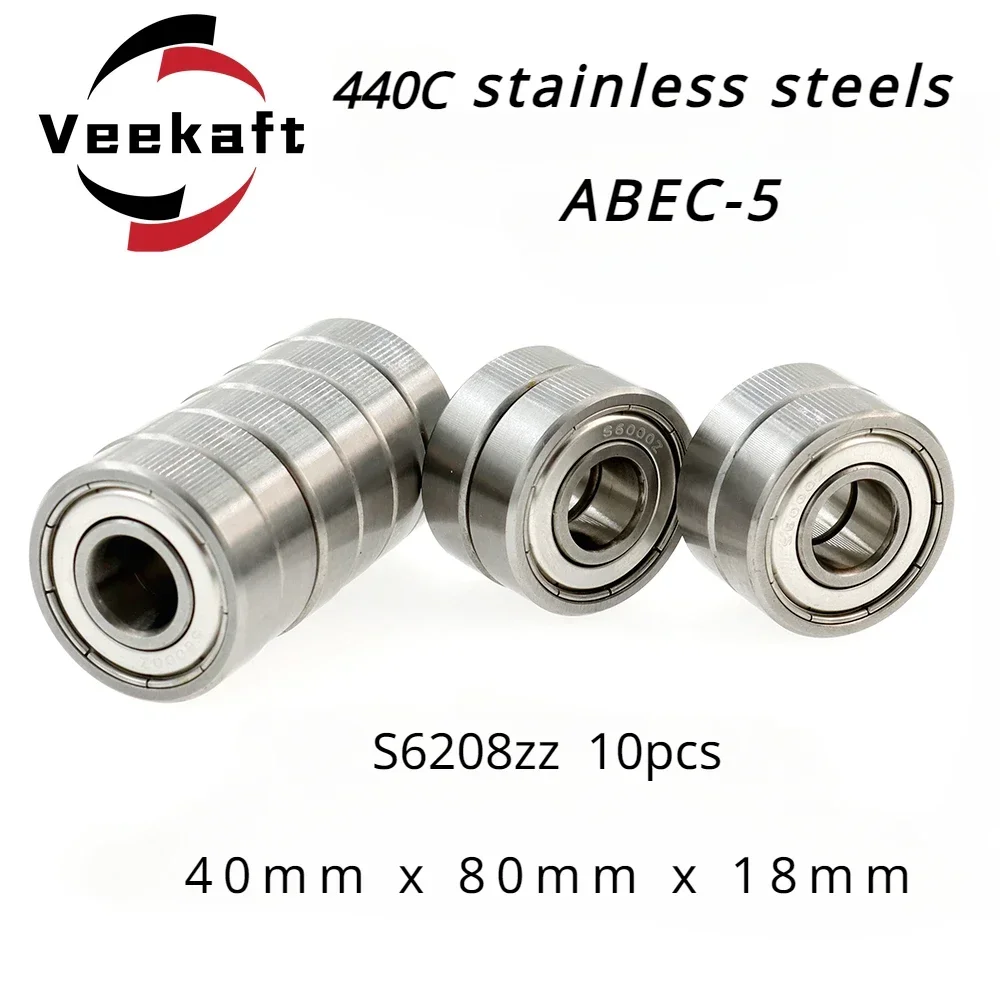 

Veekaft High Precision440C Stainless Steel Small Deep Groove Ball Bearings S62080zz 10pcs for Dimensions 40x80x18mm