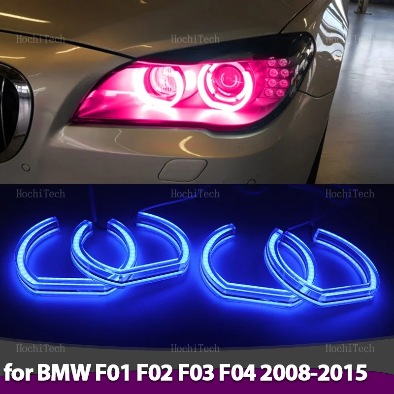 

4 динамических разноцветных светодиодных лампы с изображением ангельских глаз в стиле DTM RGB для BMW 7 серии F01 F02 F03 F04 2008-2015