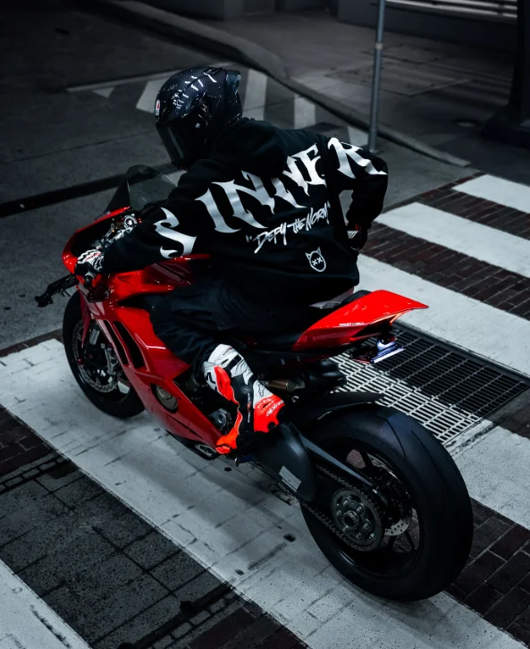 Mens Gothic Sinner Defy The Moon Print Oversized Hoodie Black Streetwear Motorcycle Riding Casual Pullover Hooded Sweatshirts