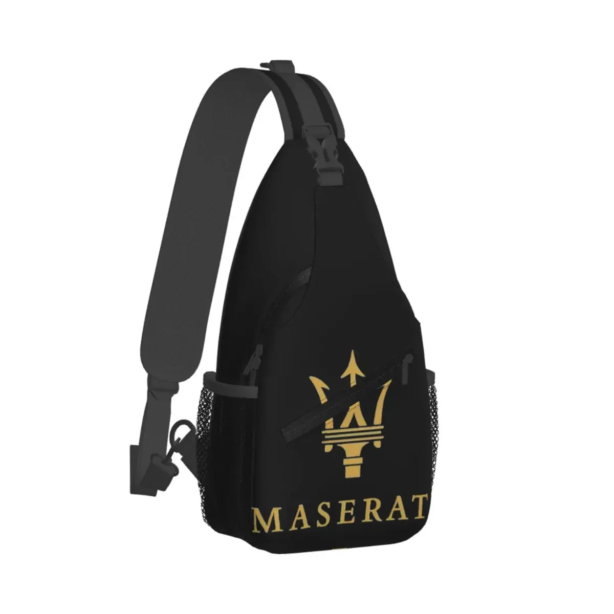 Maserati Golden Logo Crossbody Sling Bag Small Chest Bag Shoulder Backpack Daypack for Hiking Travel Sports Bag