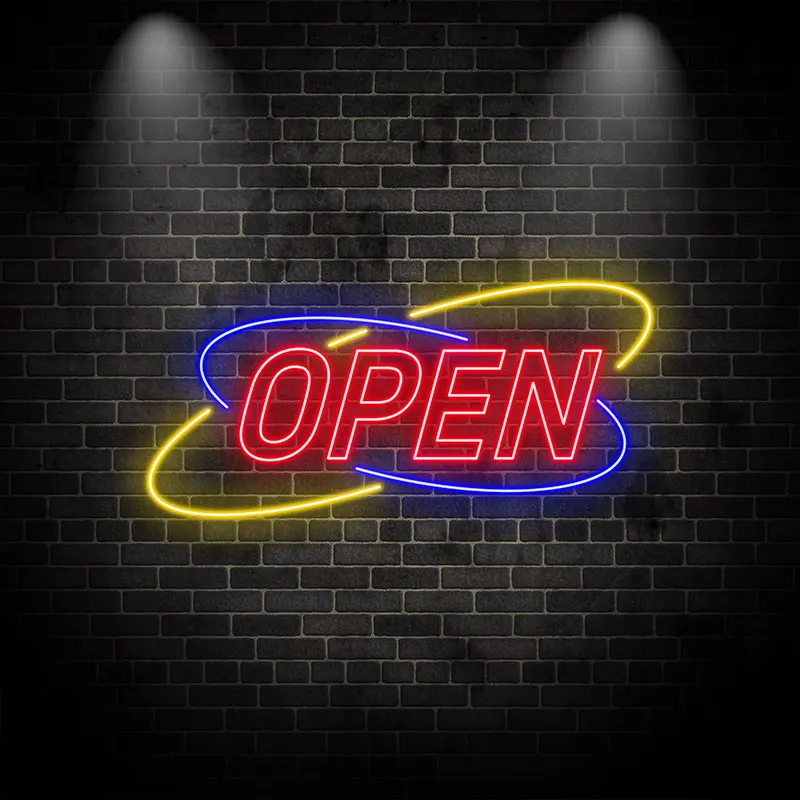 Toysign Classic Red & Blue Shop Open Neon Light – LED Wall Sign for Stores and Cafes, Bright Business Display Board, Shop Decor