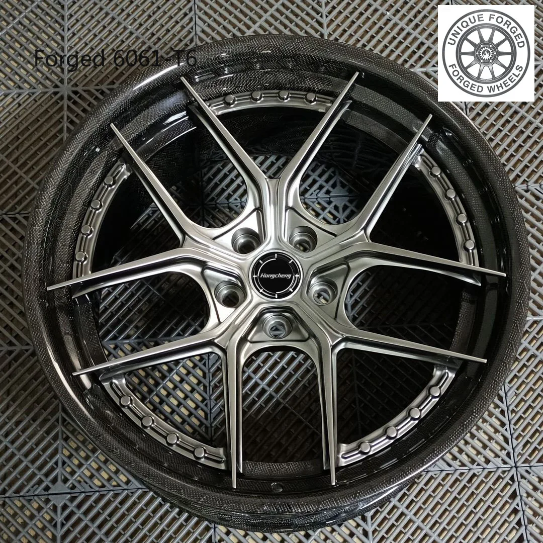 26 Style 2-Piece Forged Full Carbon Fiber Wheel Brush Finish 5x112 5x114.3 5x120 HX-101 Rims 16-24 Inch