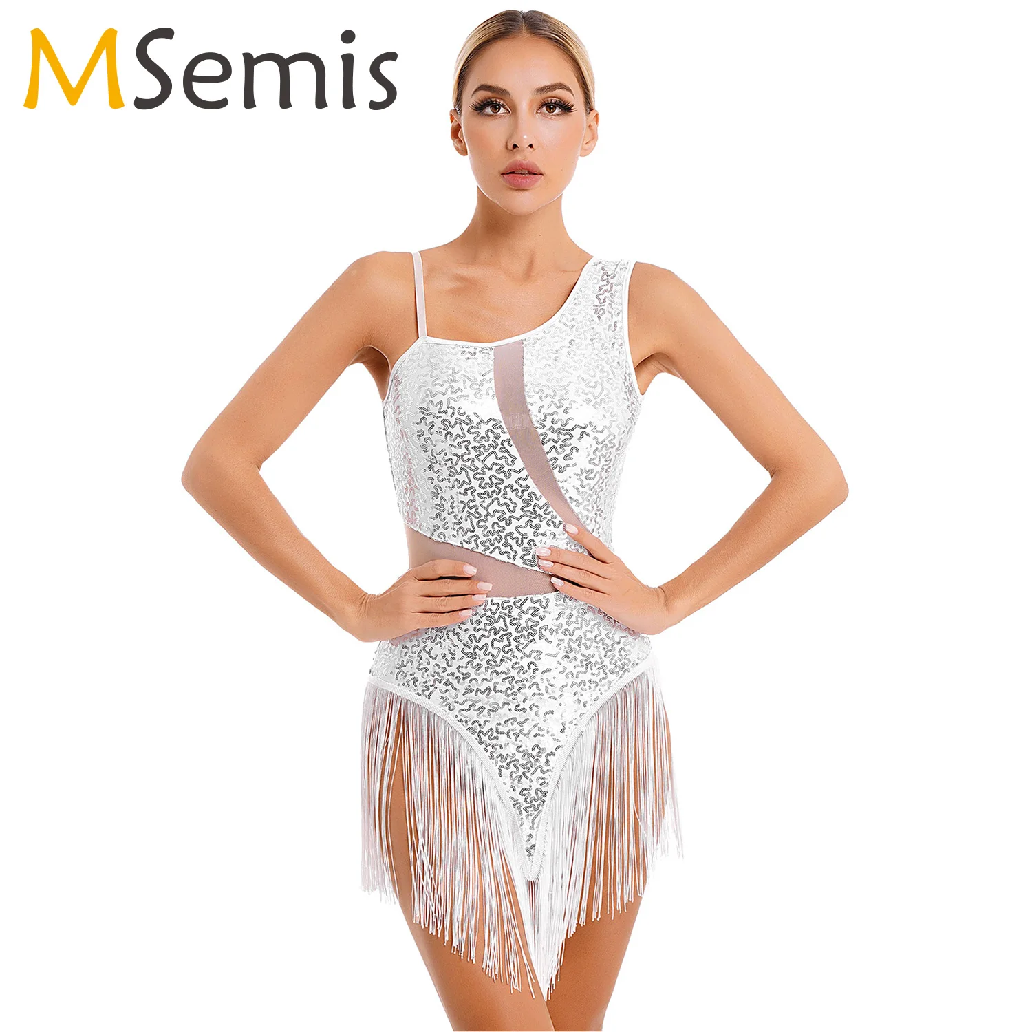 Latin Dance Dress Woman Sparkling Sequin Fringed Professional Competition Suit Adult Stage Performance Wear Jazz Tango Costume