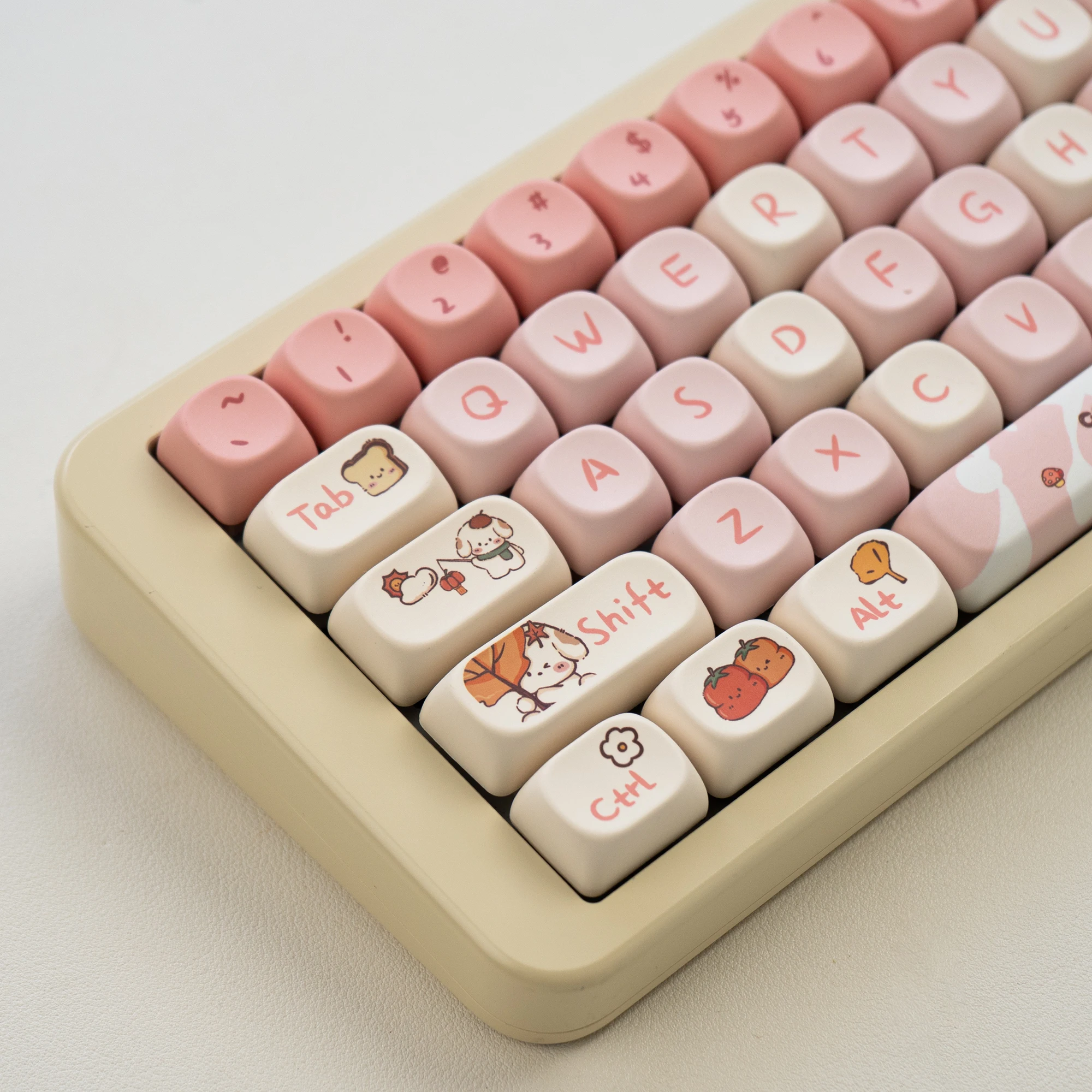 Mintcaps Cute Puppy Keycaps Dye-Sub MOA Profile PBT Keycaps Round Ball Pink Keycaps For MX Mechanical Keyboard