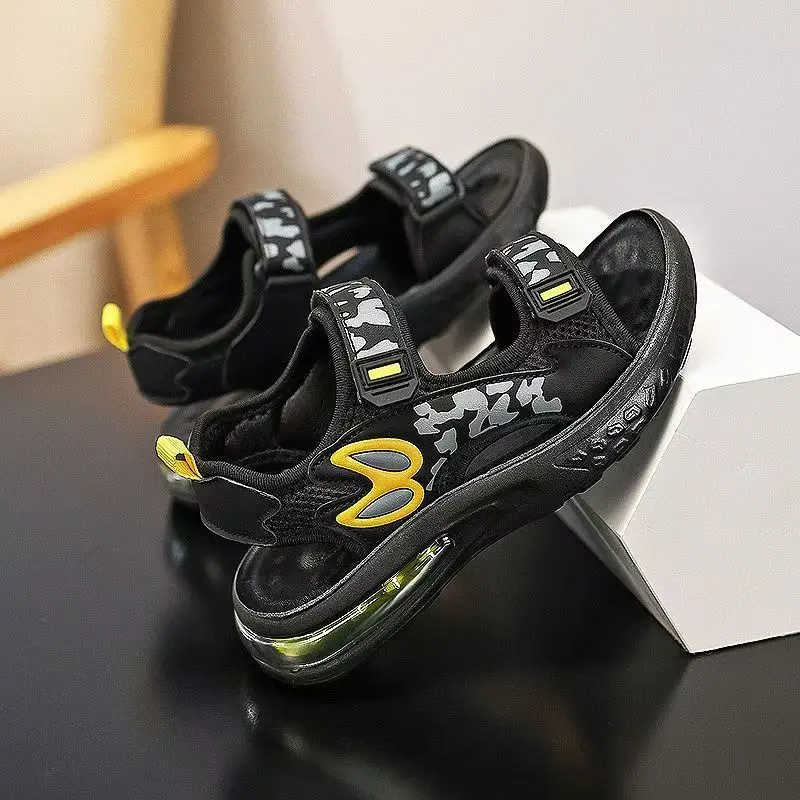 Kinder Sommer Neue Sport Casual Sandale Jungen Weiche Sohle Rutschfeste Offene spitze Leichte Klettverschluss Luftgepolsterte Strandsandale