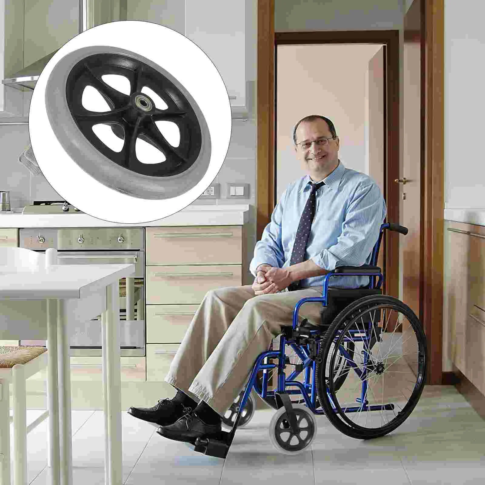 8 Inch Front Wheel Electric Wheelchairs for Adults Universal Replacement Solid Tire Aldult Wheels Plastic Office