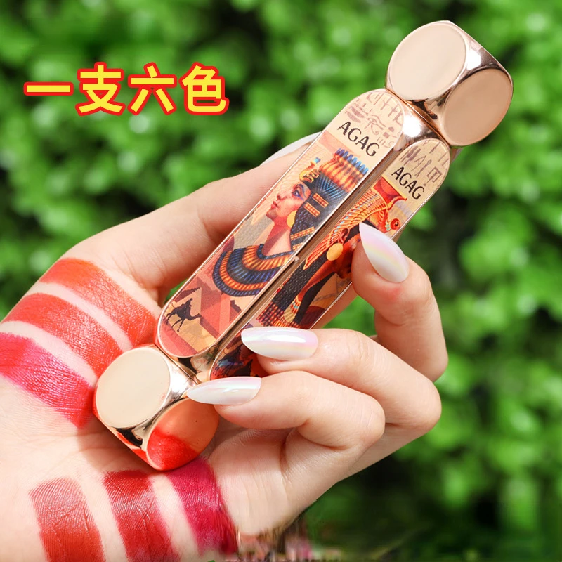 Помада Retro Egyptian Lipstick 6 Colors in 1 Lipstick Lipstick Makeup Set  Matte Liquid Long-lasting Wear Non-stick Cup Beauty