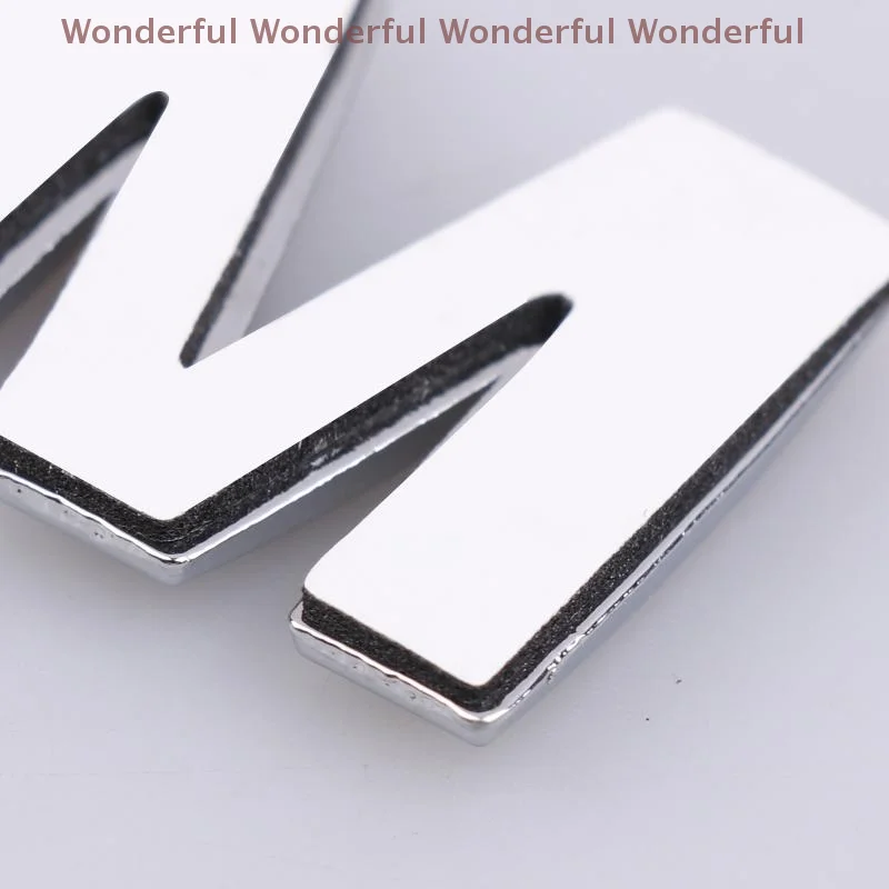 مجموعة من 5 ملصقات فاخرة ثلاثية الأبعاد منقوشة بالحروف الأبجدية/الرقمية مصنوعة من المعدن المطلي بالكروم لملابس السيارة #4