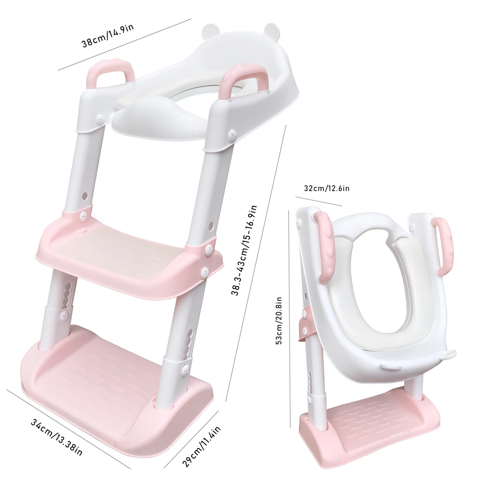 Folding Baby Pot Seat Urinal Backrest Chair Kids Potty Training Toilet Adjustable Step Stool Ladder Toddlers Safe Toilet Chair