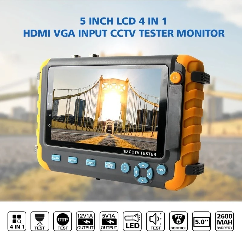 Portable 4 in 1 CCTV Camera Tester IV8W 8MP AHD/CVI/TVI/CVBS HDMI VGA PTZ UTP Cable Tester